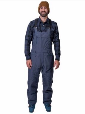 Men's Navy Ski Bib Overalls - Insulated Snow Bib